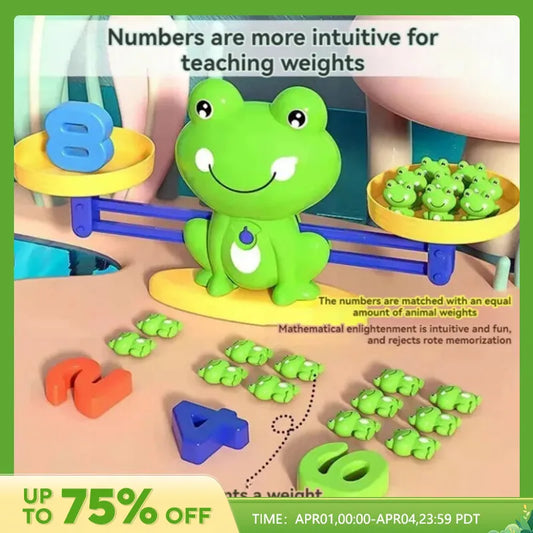 1 PCS Frog Scales Children'S Early Education Math Weights plus and minus Toys 3-6 Years Old Creative Math Balance Seesaw