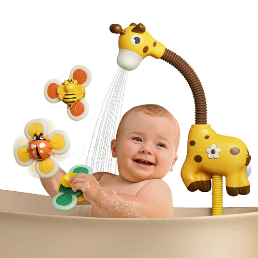Baby Bath Toys with Shower Head Cute Giraffe Water Spray Shower Summer Bathtub Toy for Toddlers Kids